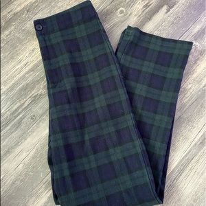 Brandy Melville Kim Navy Blue & Green Plaid Pants